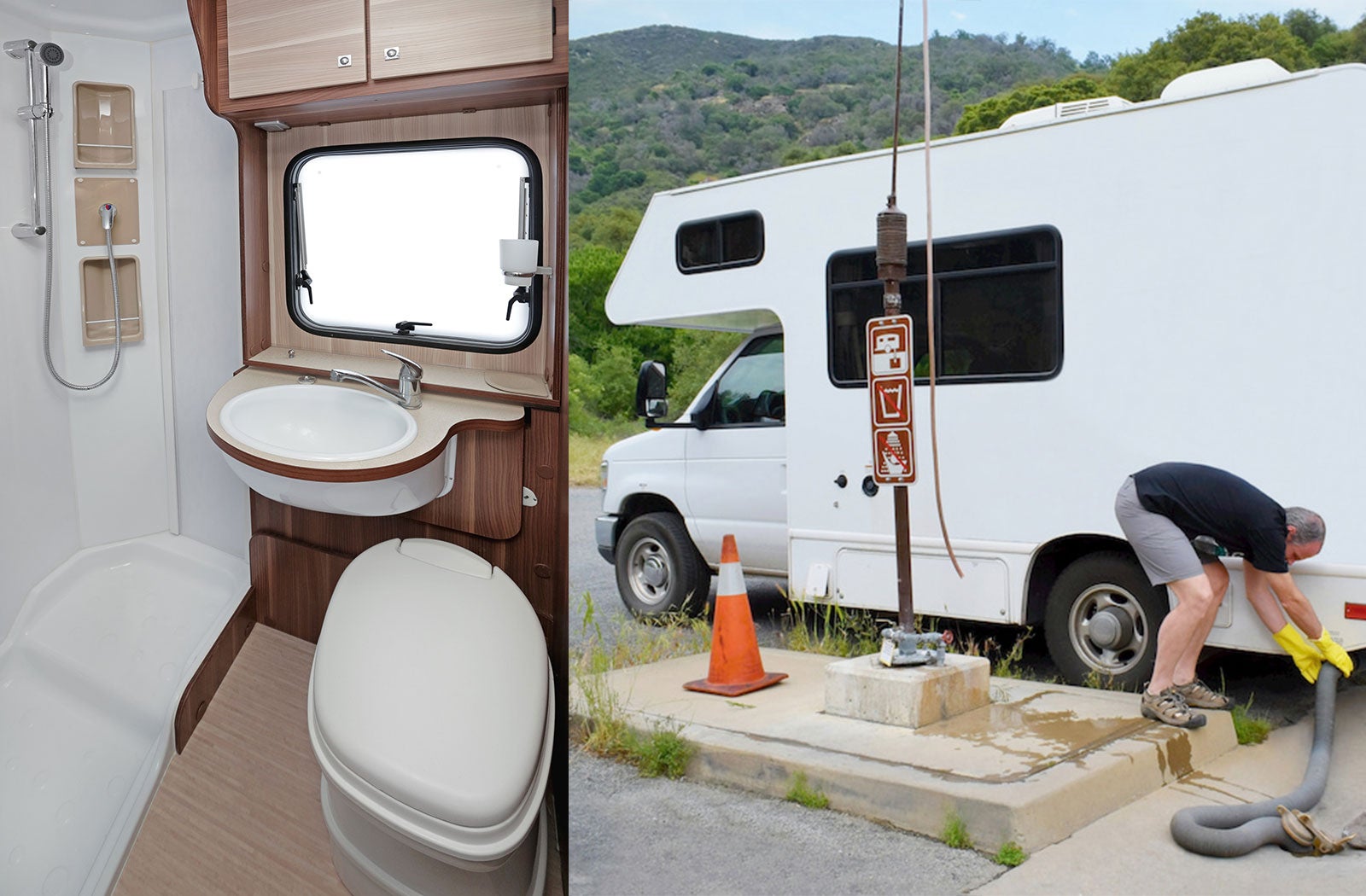 Portable RV/camper toilet and holding tank setup in Medina, Ohio