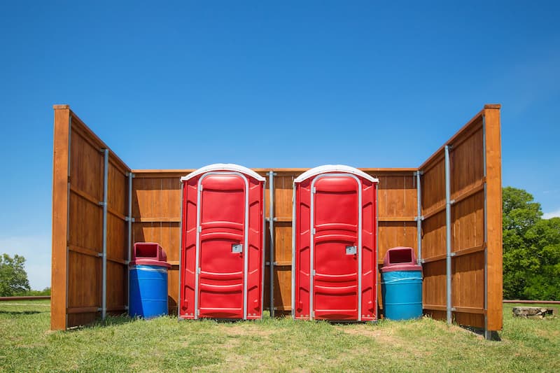 Short-term porta potty units staged for delivery in Medina, Ohio